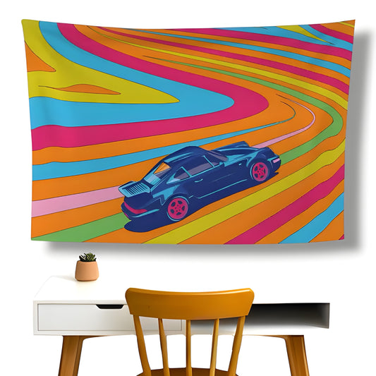 Rainbow Car Wall Flag